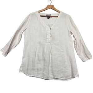 Tahari Women's 100% Linen Tunic Style Blouse Size Small